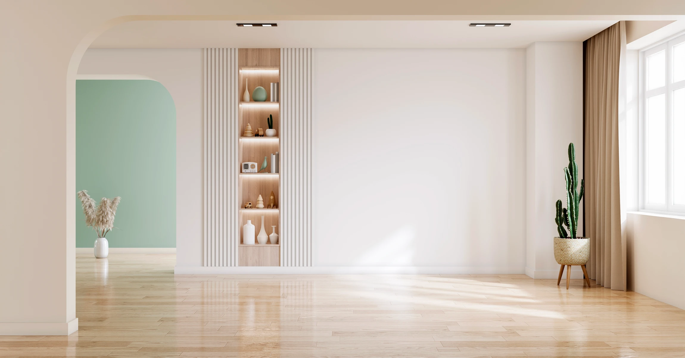 Un artisan à genoux installe un revêtement de sol en lames de parquet flottant dans un intérieur résidentiel